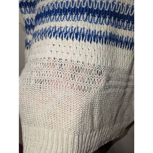 Current Elliott The Mixed Stitch Stripe Half-Sleeve Sweater Blue Horizon Size 0 - Picture 14 of 16